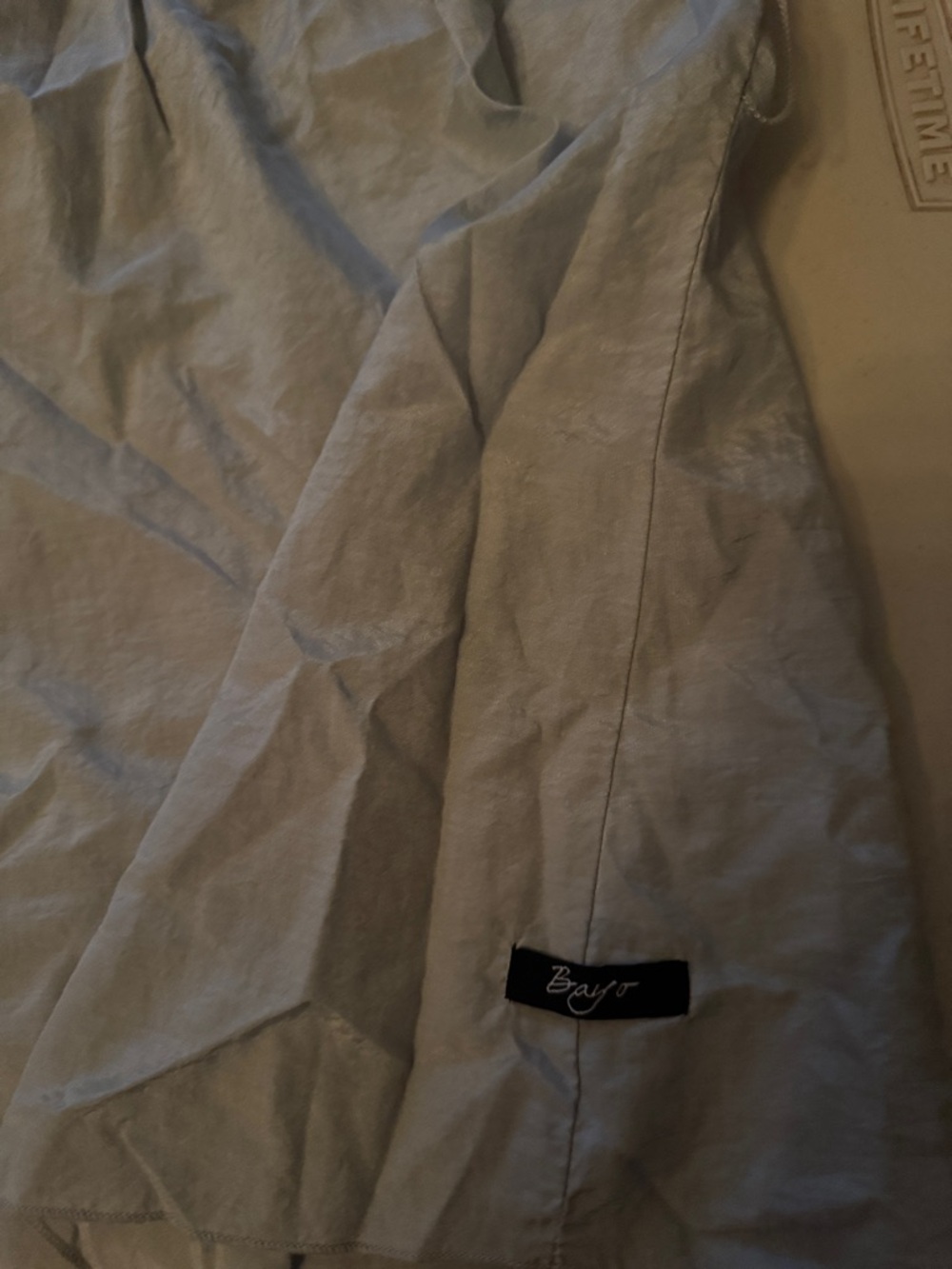 Excellent condition. Boho V-Neck Ruffle-Smock Blouse - Light Gray - Picture 3 of 3